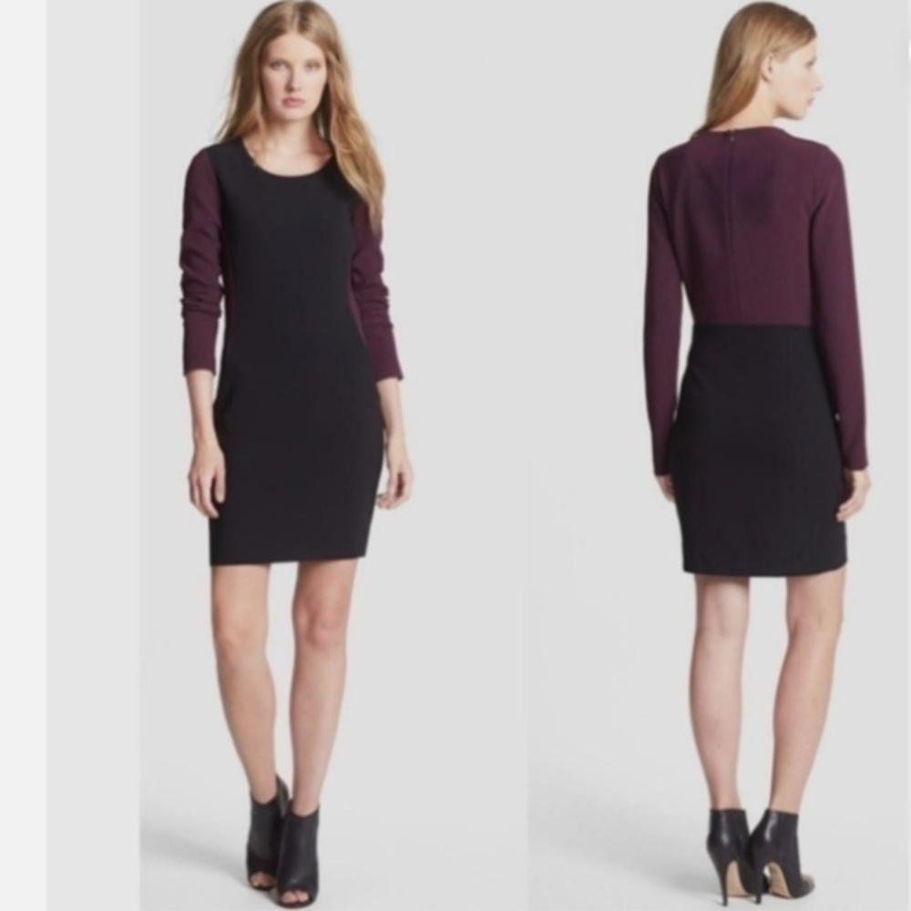 DVF Diane Von Furstenberg Octavia Plum Black Colorblock Pencil Dress